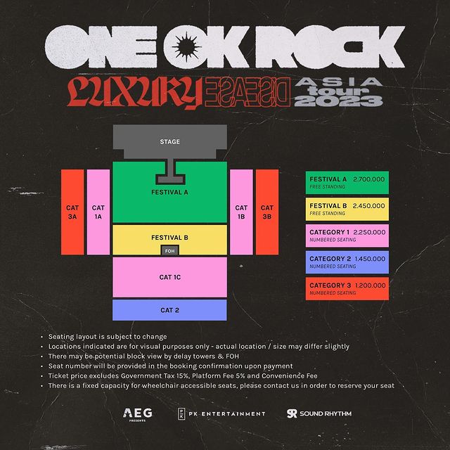 Seat Plan Konser ONE OK ROCK Jakarta 2023
